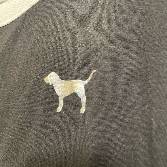 PINK Ringer Black White Holographic Holiday Dog T-Shirt, Small - Picture 3 of 6